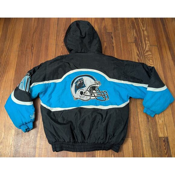 VTG Logo Athletic Carolina Panthers Blue Mens Medium Jacket - Picture 2 of 9